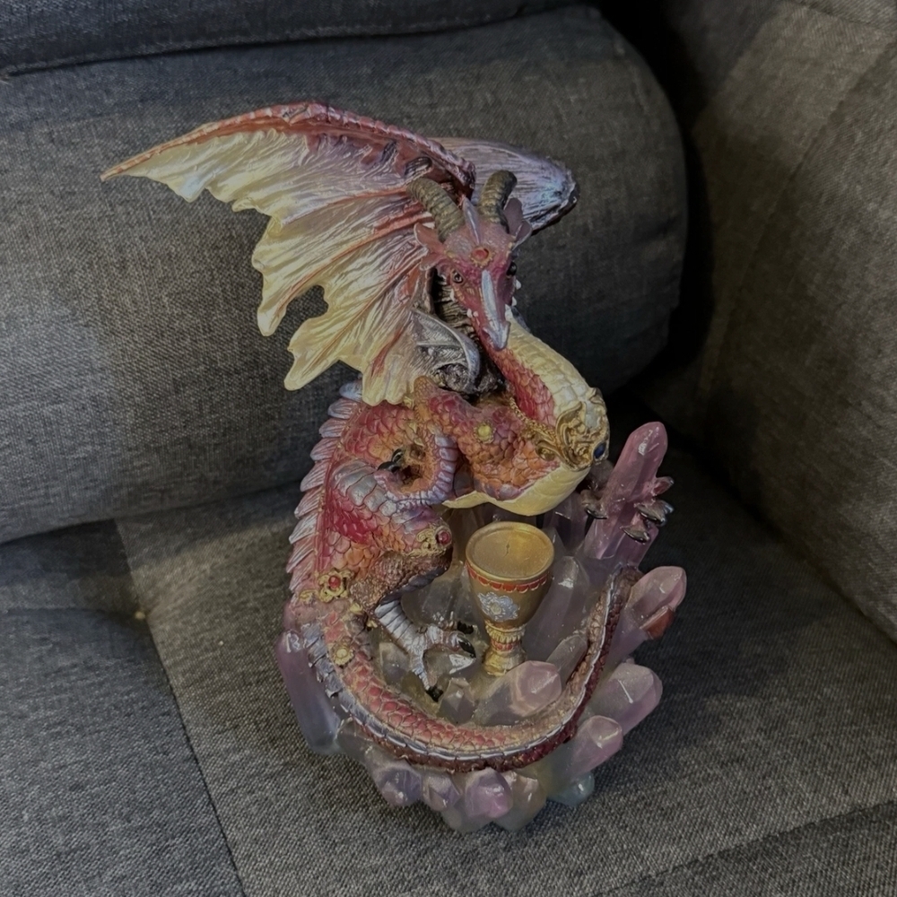 Purple Dragon Mythical Magical Ball Statue